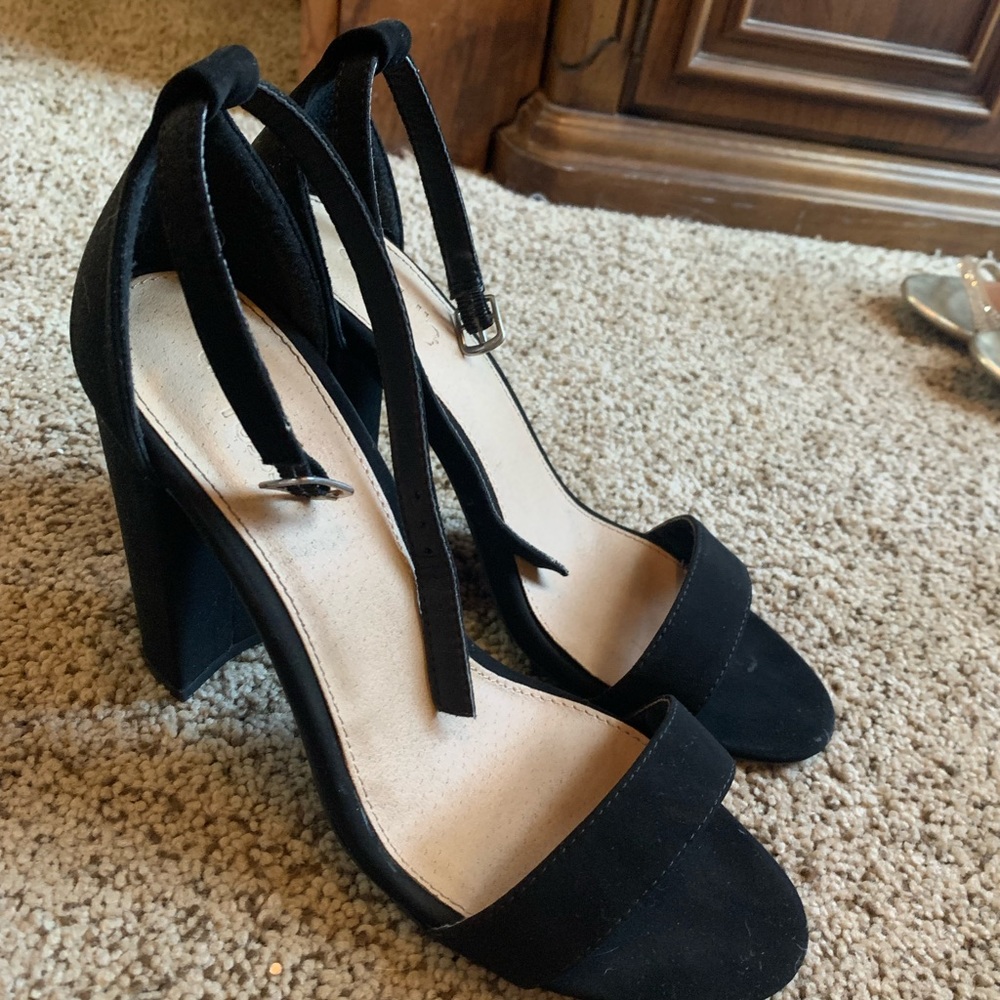 Chunky black heels